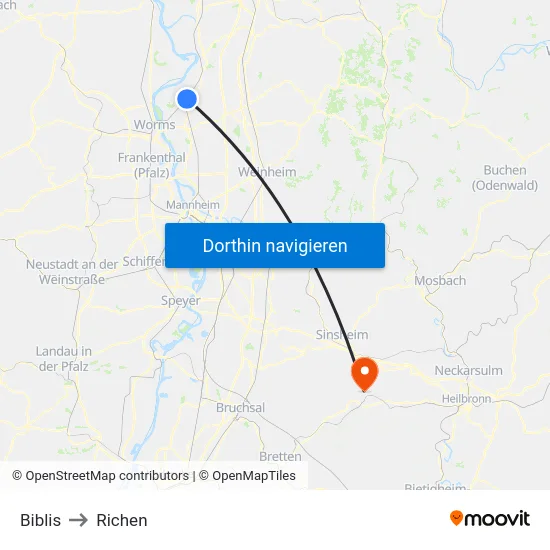 Biblis to Richen map