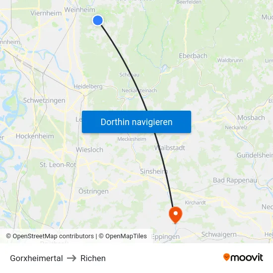 Gorxheimertal to Richen map