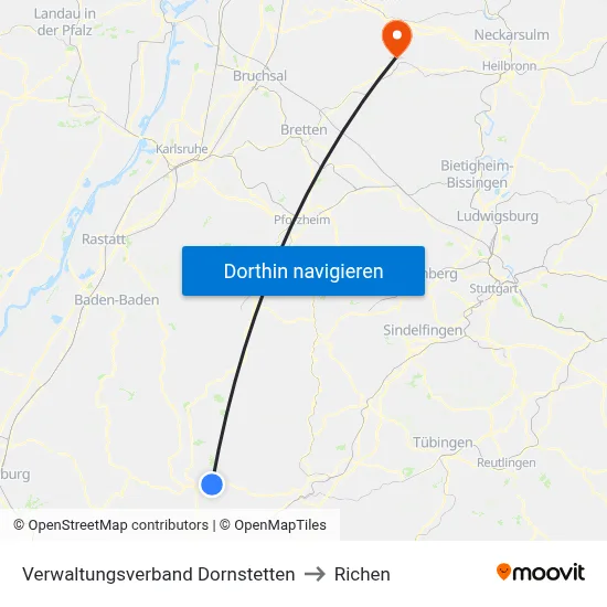 Verwaltungsverband Dornstetten to Richen map