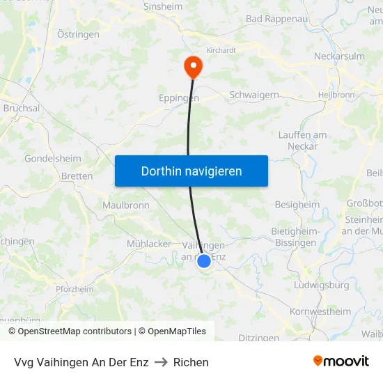 Vvg Vaihingen An Der Enz to Richen map