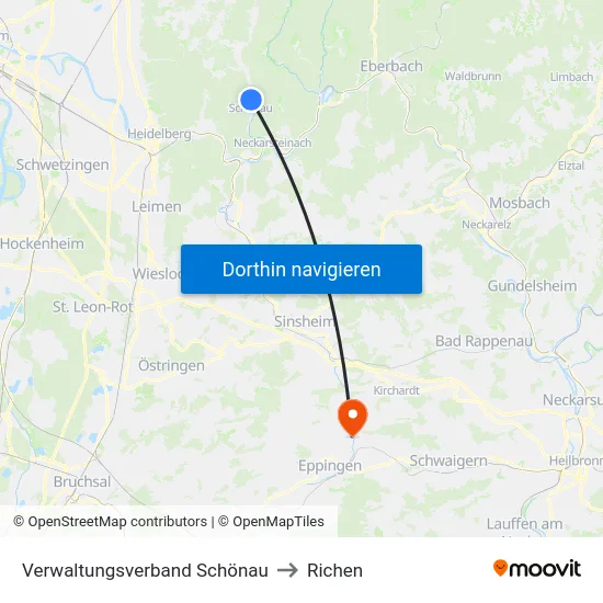 Verwaltungsverband Schönau to Richen map