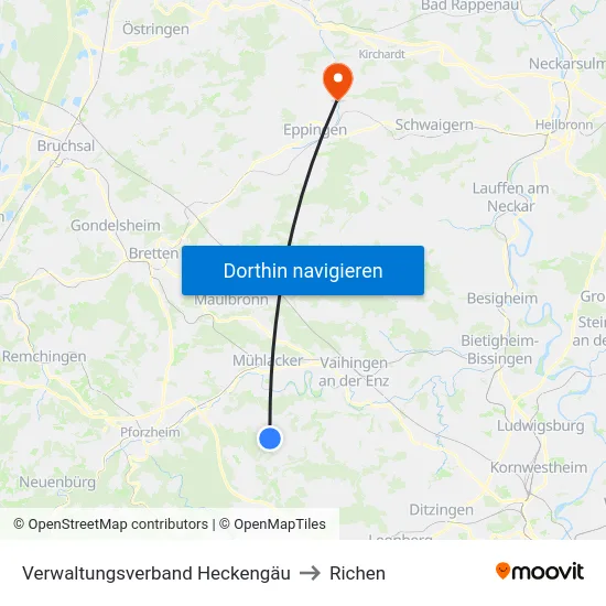 Verwaltungsverband Heckengäu to Richen map