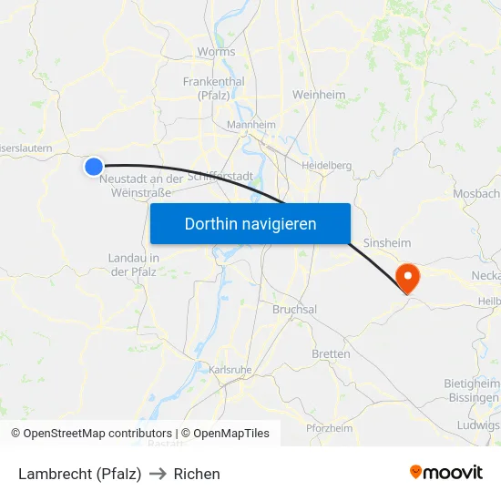 Lambrecht (Pfalz) to Richen map