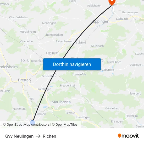 Gvv Neulingen to Richen map