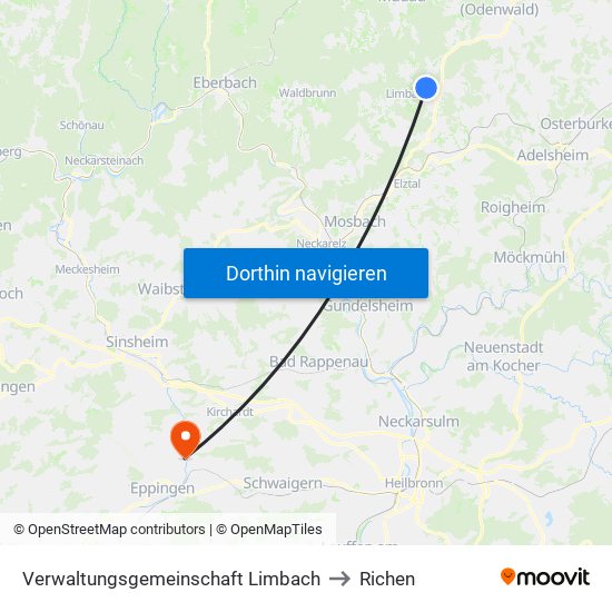Verwaltungsgemeinschaft Limbach to Richen map
