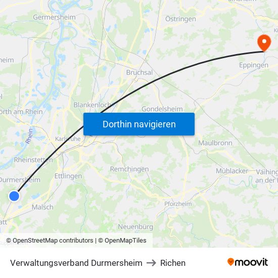 Verwaltungsverband Durmersheim to Richen map