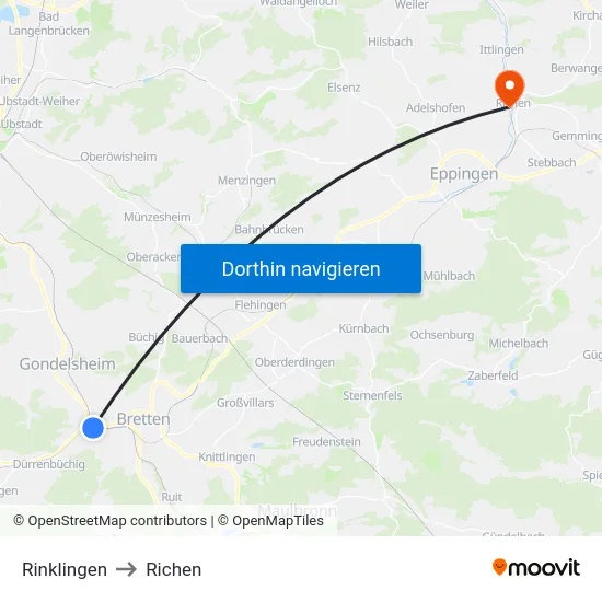 Rinklingen to Richen map