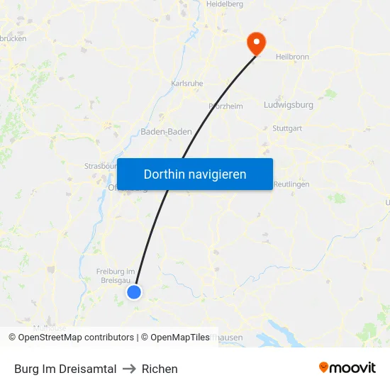 Burg Im Dreisamtal to Richen map