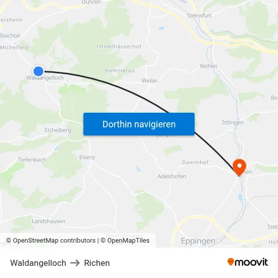 Waldangelloch to Richen map