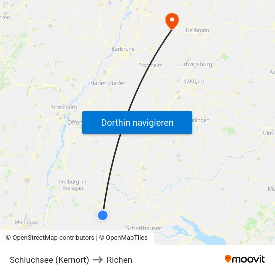 Schluchsee (Kernort) to Richen map
