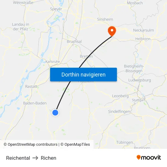 Reichental to Richen map