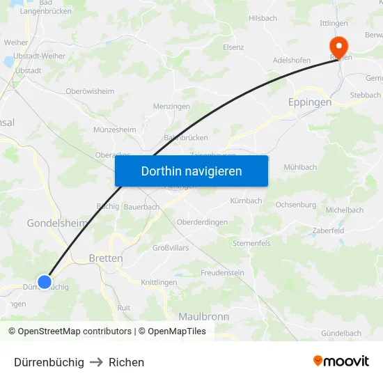 Dürrenbüchig to Richen map