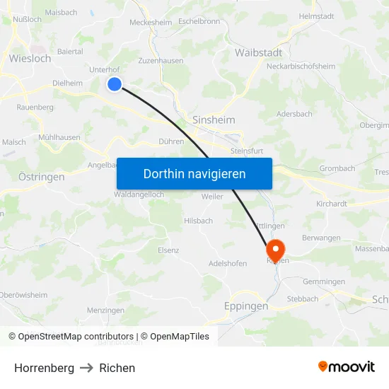 Horrenberg to Richen map