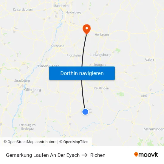 Gemarkung Laufen An Der Eyach to Richen map