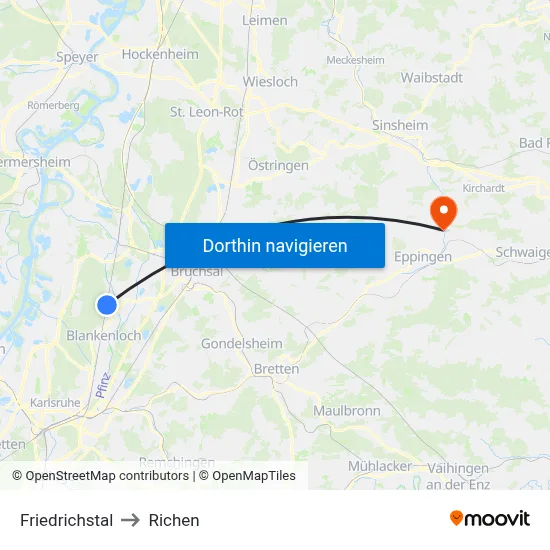 Friedrichstal to Richen map