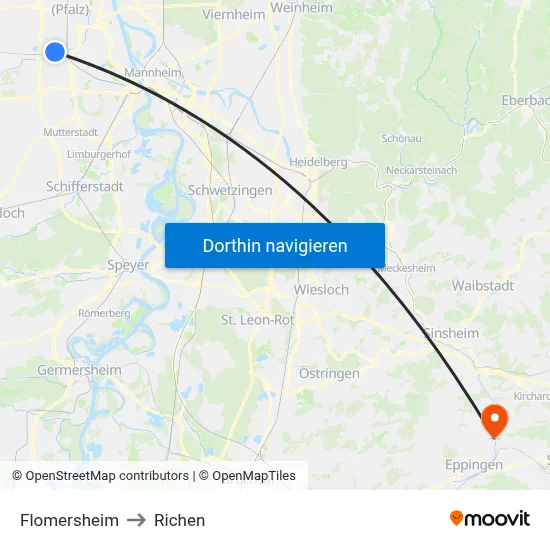 Flomersheim to Richen map