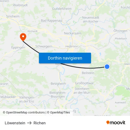 Löwenstein to Richen map