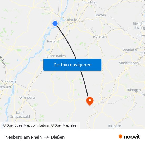 Neuburg am Rhein to Dießen map