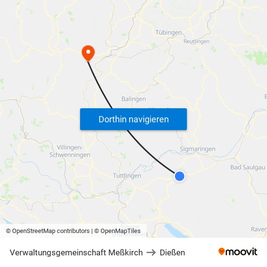 Verwaltungsgemeinschaft Meßkirch to Dießen map