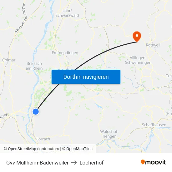 Gvv Müllheim-Badenweiler to Locherhof map