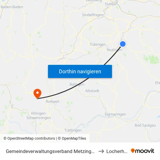 Gemeindeverwaltungsverband Metzingen to Locherhof map