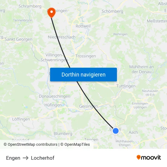 Engen to Locherhof map