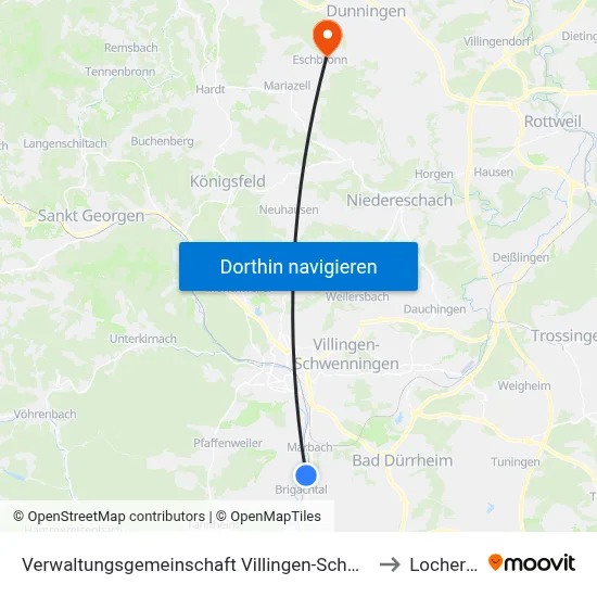Verwaltungsgemeinschaft Villingen-Schwenningen to Locherhof map
