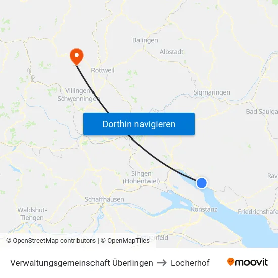 Verwaltungsgemeinschaft Überlingen to Locherhof map