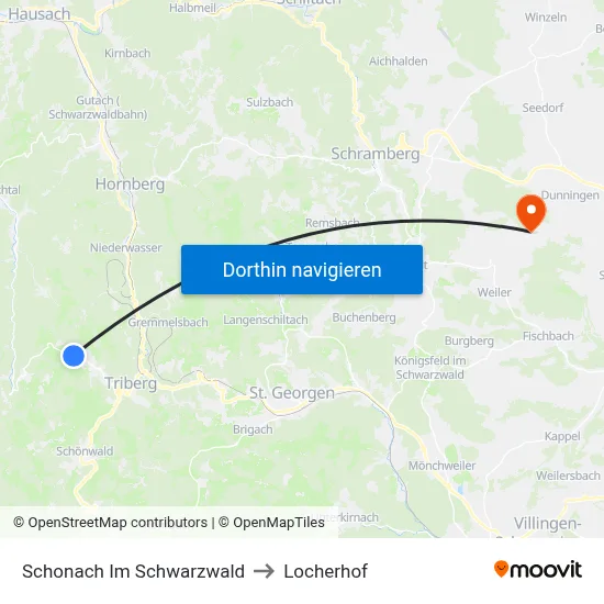 Schonach Im Schwarzwald to Locherhof map