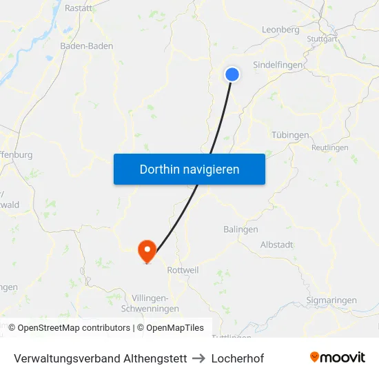 Verwaltungsverband Althengstett to Locherhof map