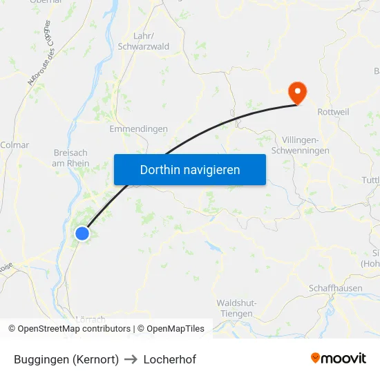 Buggingen (Kernort) to Locherhof map