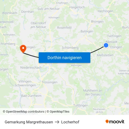 Gemarkung Margrethausen to Locherhof map