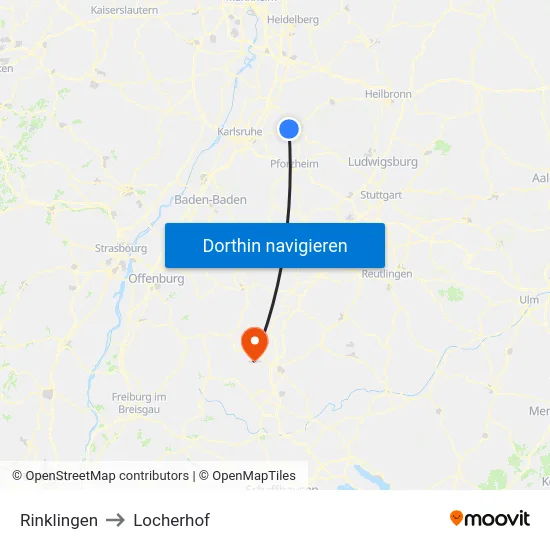Rinklingen to Locherhof map
