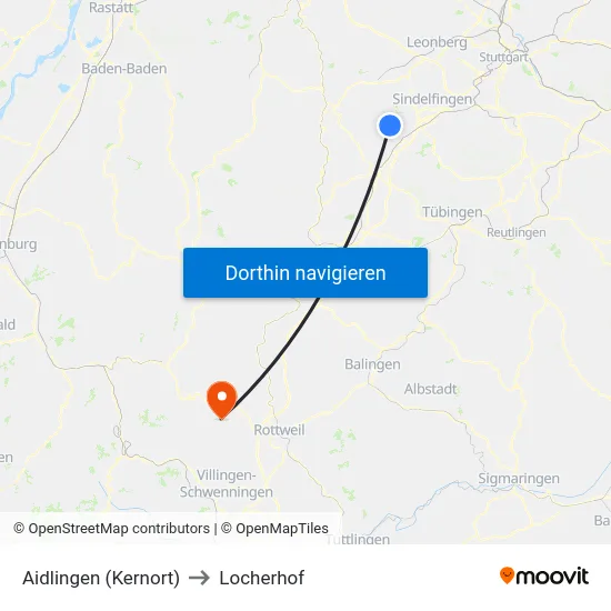 Aidlingen (Kernort) to Locherhof map
