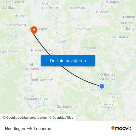 Nendingen to Locherhof map