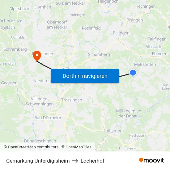 Gemarkung Unterdigisheim to Locherhof map