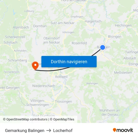 Gemarkung Balingen to Locherhof map