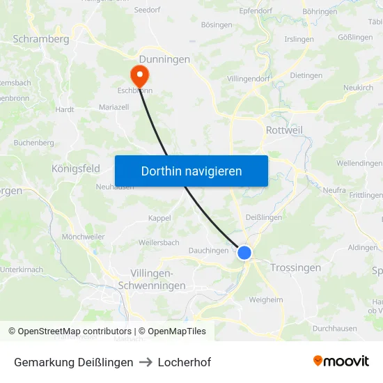 Gemarkung Deißlingen to Locherhof map