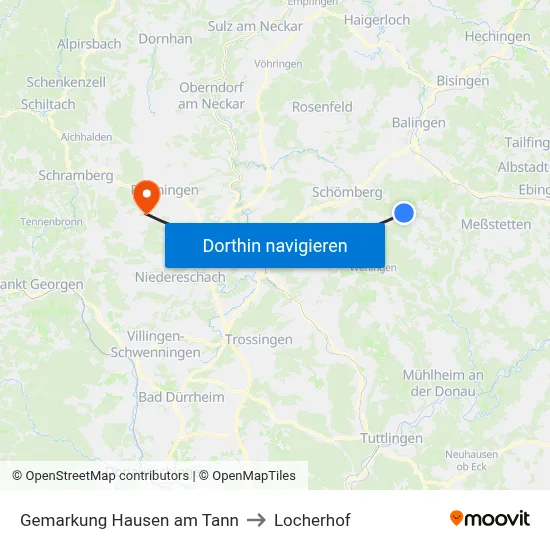 Gemarkung Hausen am Tann to Locherhof map