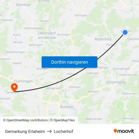 Gemarkung Erlaheim to Locherhof map