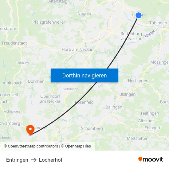 Entringen to Locherhof map