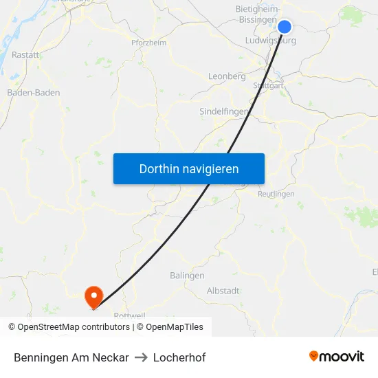 Benningen Am Neckar to Locherhof map