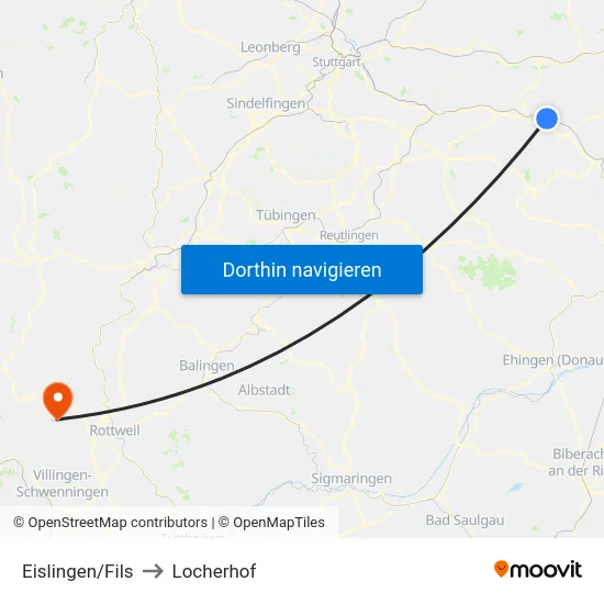 Eislingen/Fils to Locherhof map