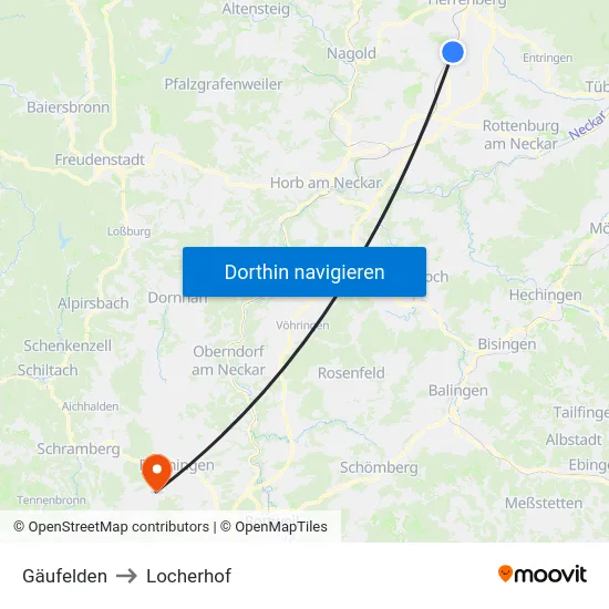 Gäufelden to Locherhof map