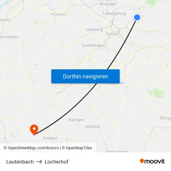 Leutenbach to Locherhof map