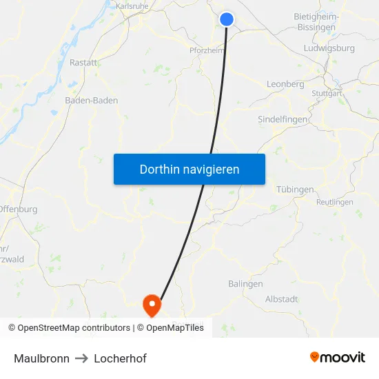Maulbronn to Locherhof map