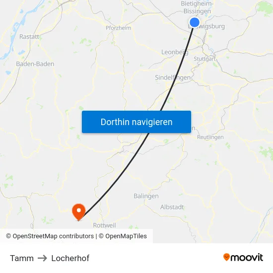 Tamm to Locherhof map
