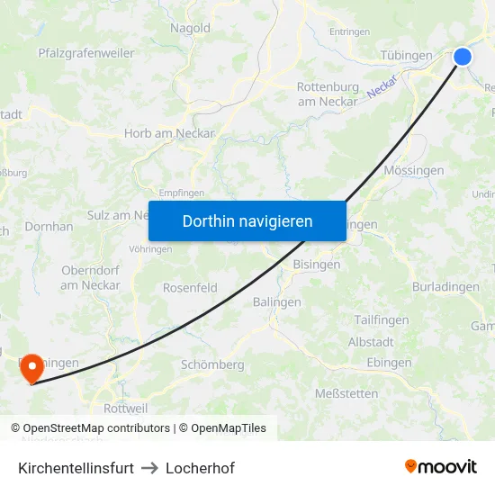 Kirchentellinsfurt to Locherhof map