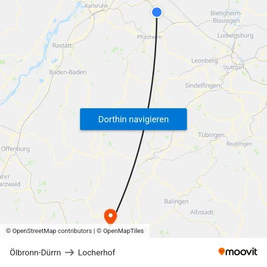 Ölbronn-Dürrn to Locherhof map