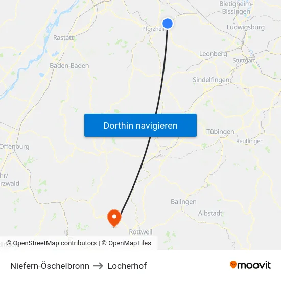 Niefern-Öschelbronn to Locherhof map